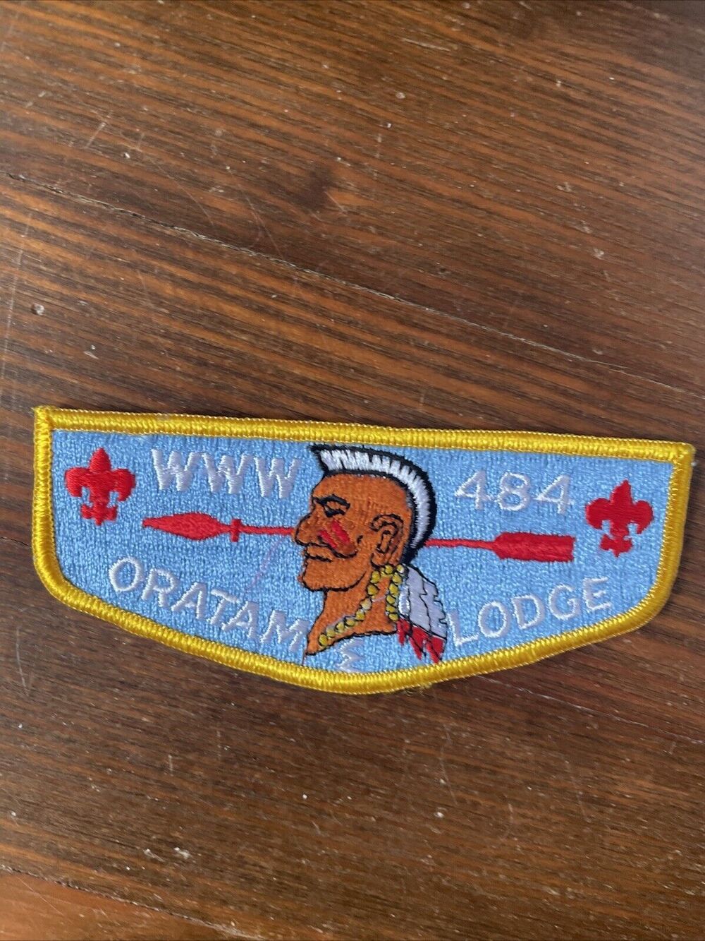 OA Flap Lodge 484 Oratam Gold Border Boy Scouts BSA Vtg WWW